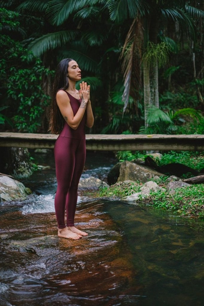 Jumpsuit soft shine merlot