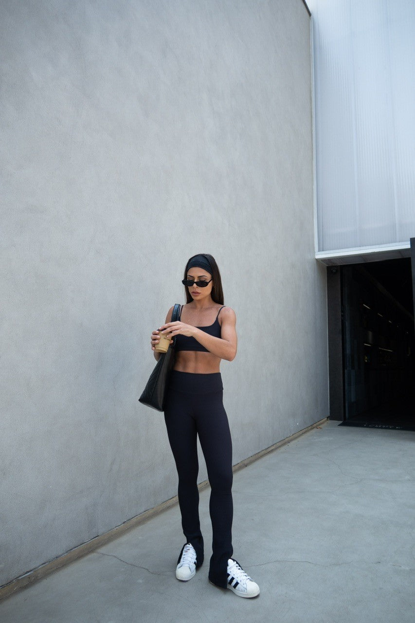 Calça flare ribb  black