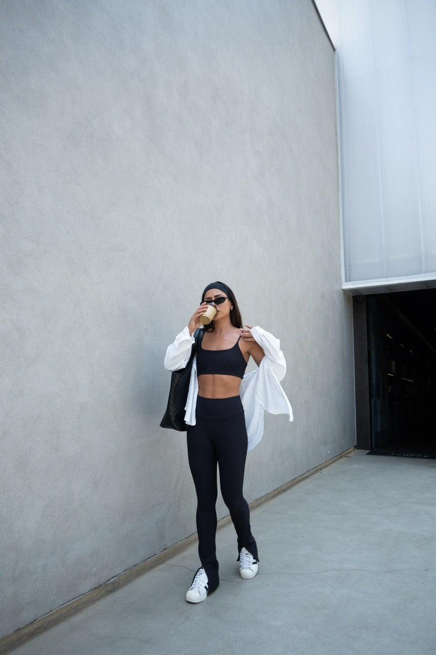 Calça flare ribb  black