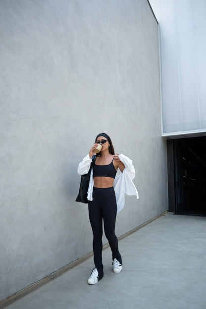 Calça flare ribb  black