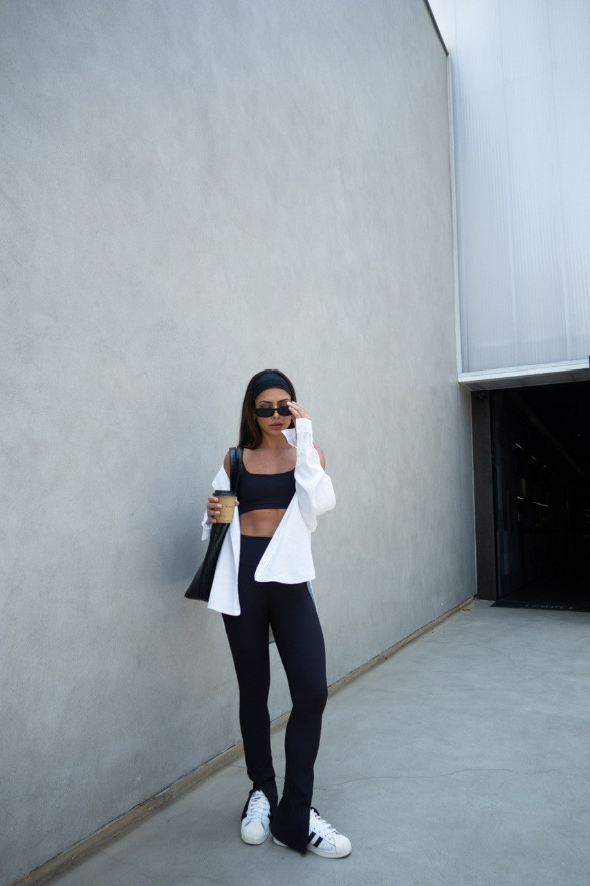 Calça flare ribb  black