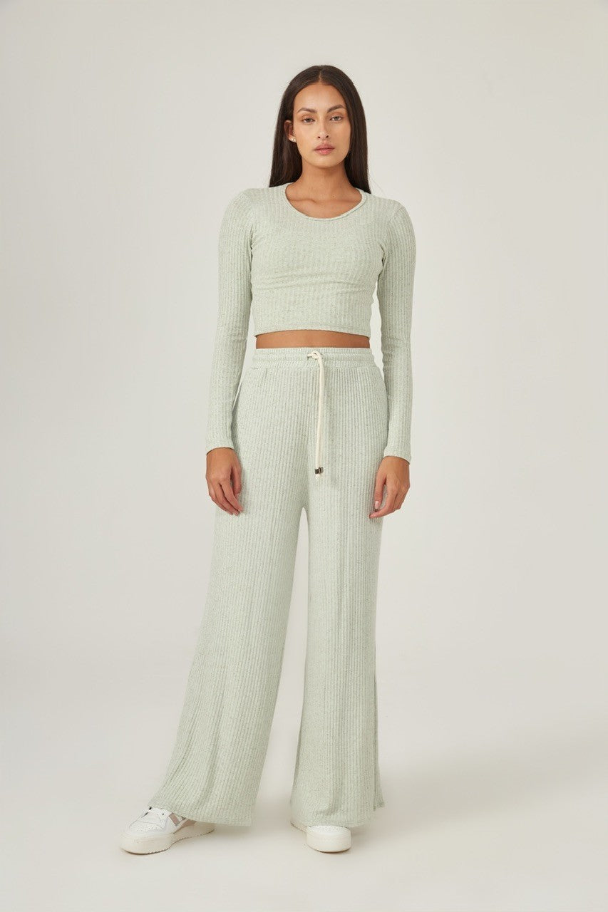 Blusa manga deva verde chá  linho