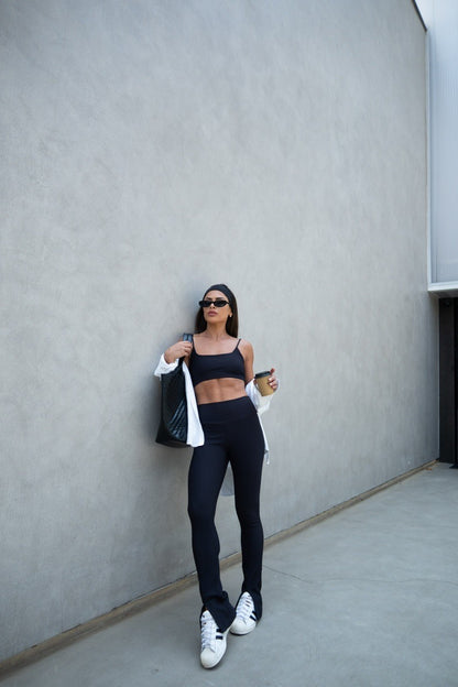 Calça flare ribb  black