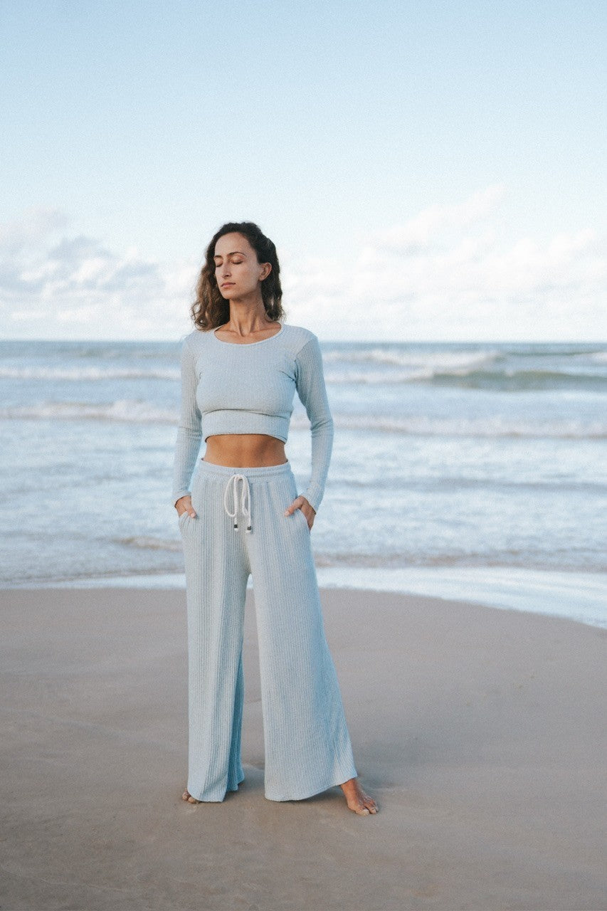 Calça deva azul claro linho