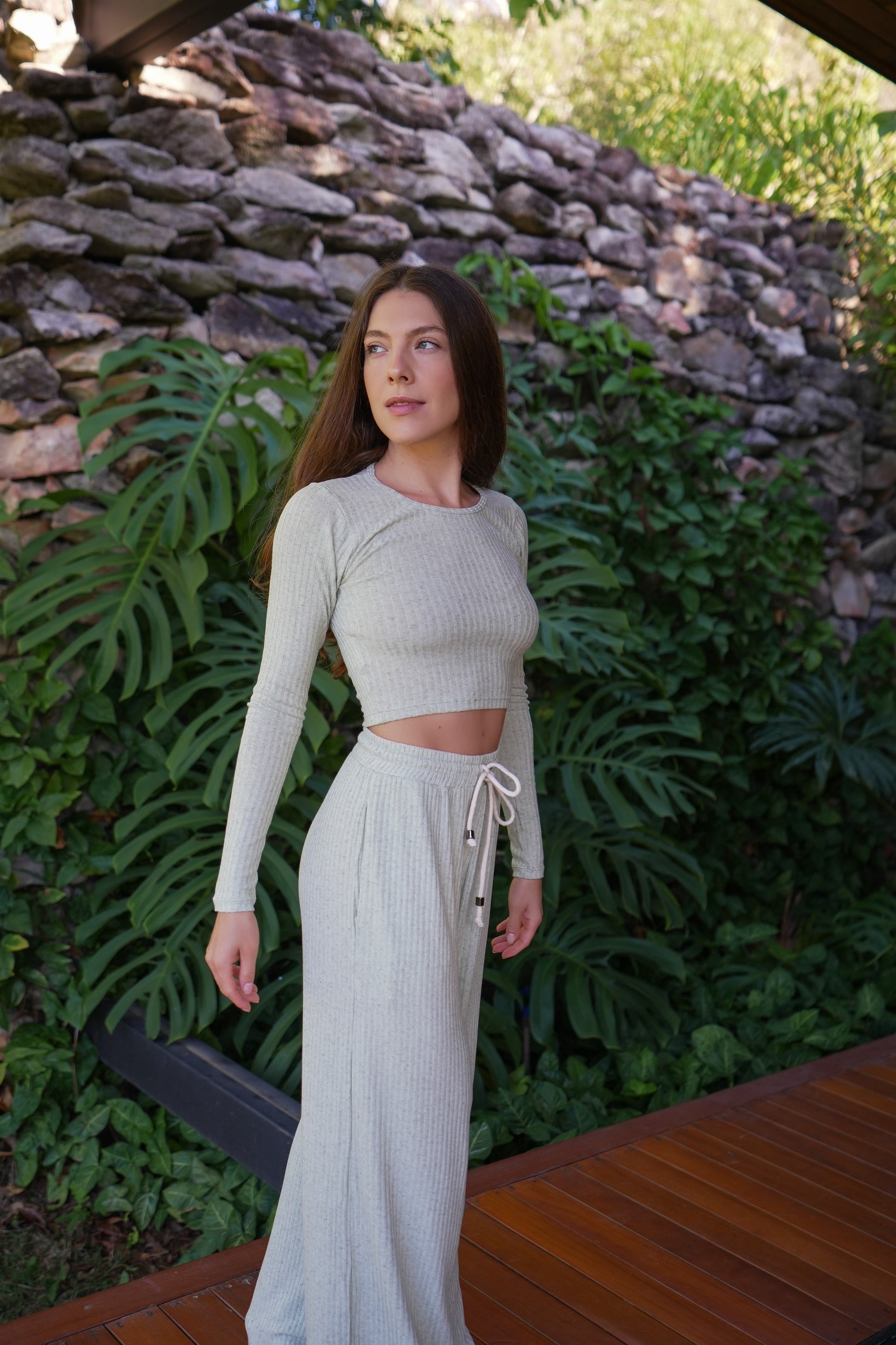 Blusa manga deva verde chá  linho