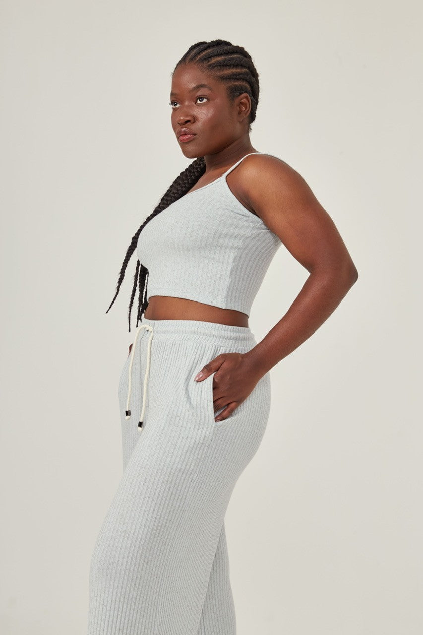 Cropped alça deva azul claro linho