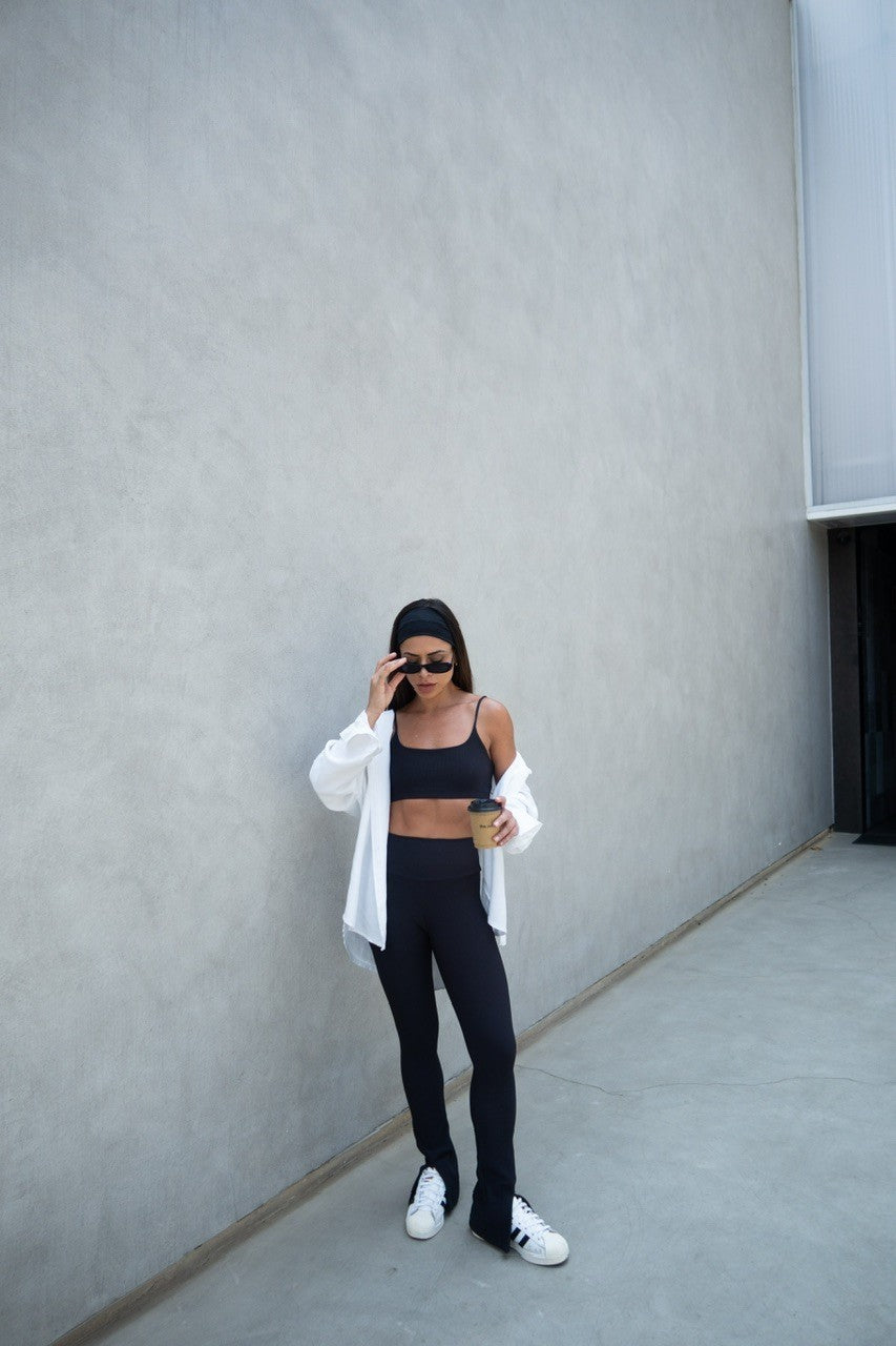 Calça flare ribb  black
