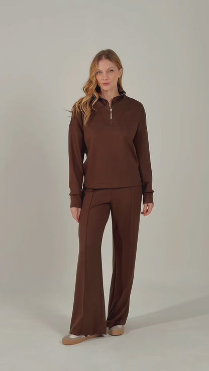 Calça  Soft Touch Wide Coffee